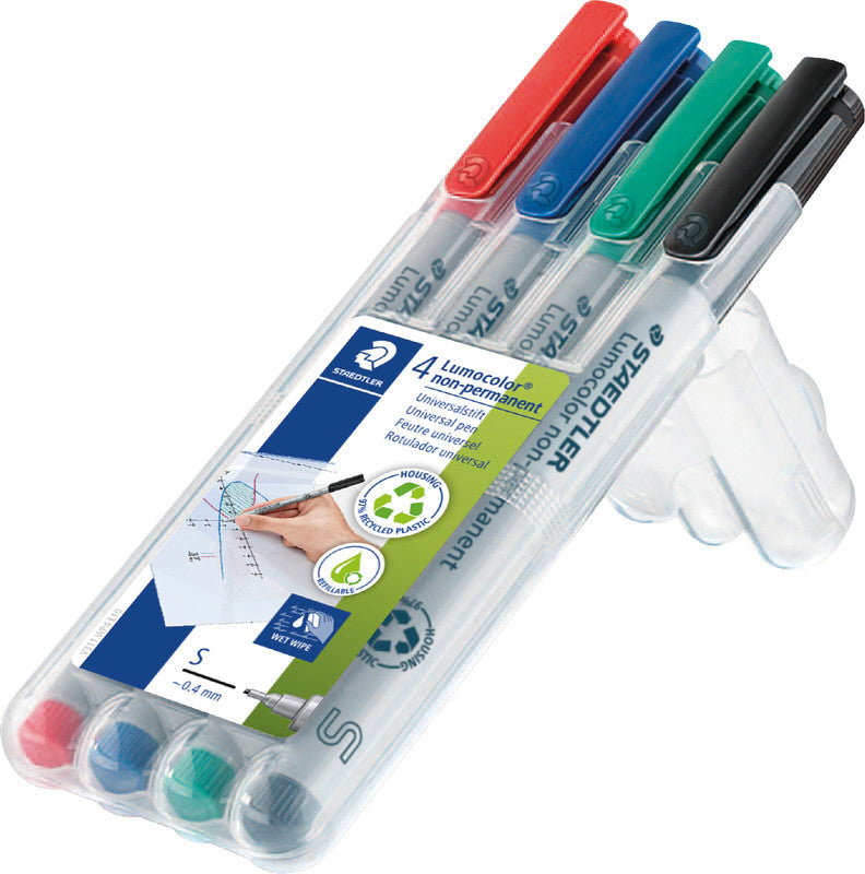 Staedtler Non-Permanent-Marker Lumocolor – superfein 0,4 mm – sortiert – 4er-Set – nachfüllbar