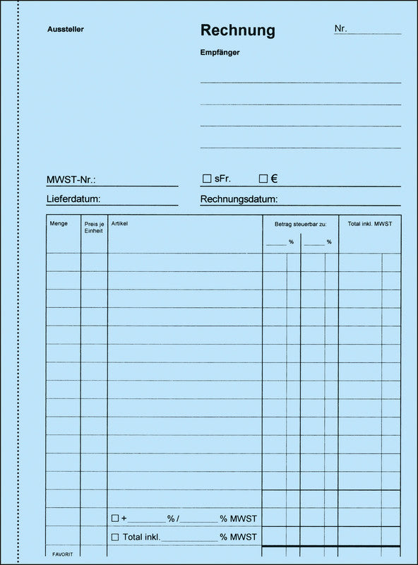 Favorit Formularblock – Rechnungen, Deutsch, 50 Blatt, A5