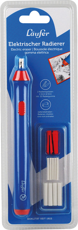 Laufer Radierer – für Bleistifte, Farbstifte – 85 × 255 × 30 mm – Kunststoff – blau