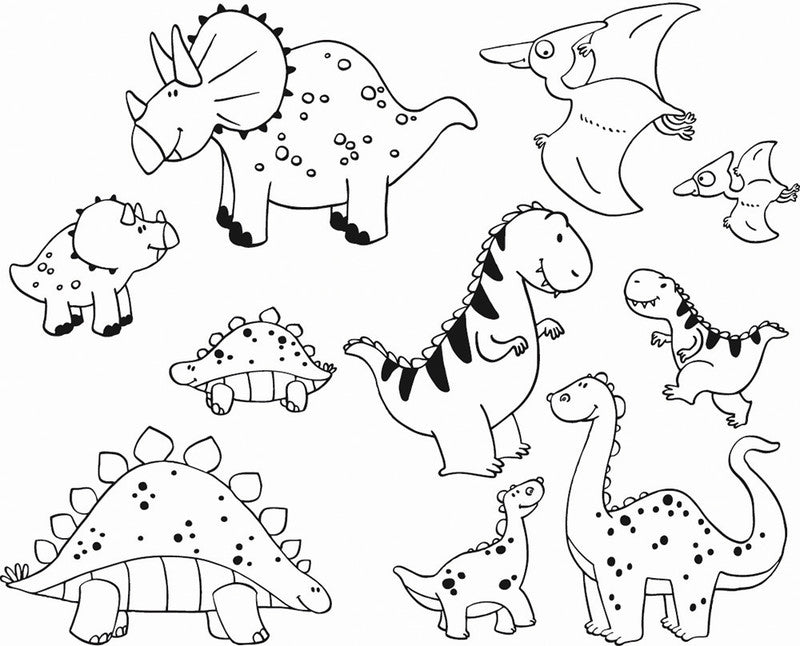Aladine – Motivstempel-Set – Dinosaurier, 10 Motive sortiert, schwarzes Stempelkissen Ø 80 mm