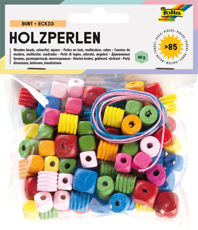 Folia Holzperlen – sortiert – 88 Perlen