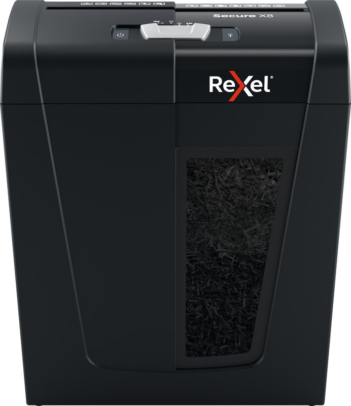 Rexel Secure X8 – Aktenvernichter, DIN P-4, Partikelschnitt 4 × 40 mm, 8 Blatt, 10 l, A4