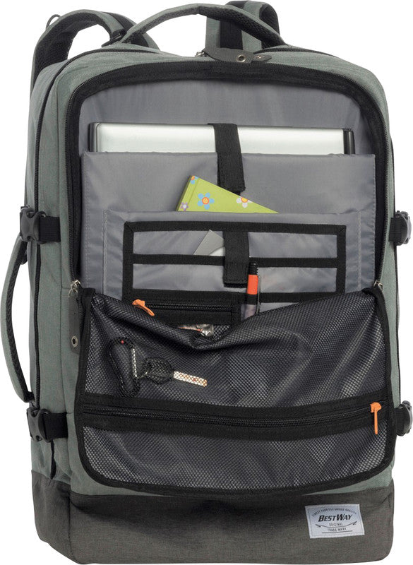 Bestway Cabin Pro Notebook-Rucksack – für Notebooks bis 17,3", 40 l, wasserabweisend, Kunststoff, graugrün