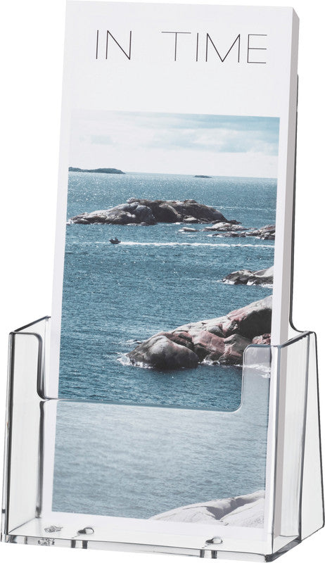 Helit Tischprospekthalter – für A6 hoch, 1 Fach, transparent, Kunststoff, 116×66×186 mm