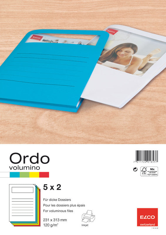 Elco Sichtmappe A4 – Papier, farbig sortiert, 10er-Pack