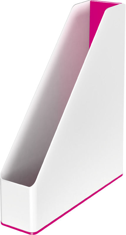 Leitz WOW Stehsammler – A4 – Polystyrol – Weiss/Pink – 73 × 272 × 318 mm