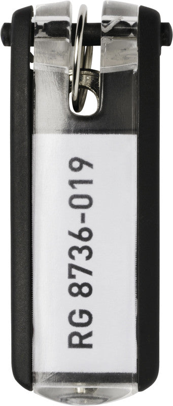Durable Schlüsselschild Key Clip – schwarz, Kunststoff, B 24 × H 68 × T 15 mm, 6 Stk. – für Key Box Code 36