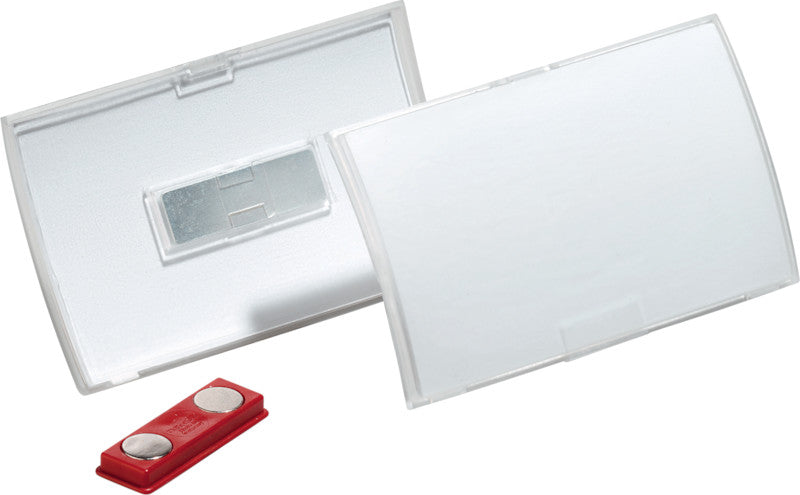 Durable Namensschild – 75 × 40 mm, Kunststoff, transparent, mit Magnet – 10 Stück