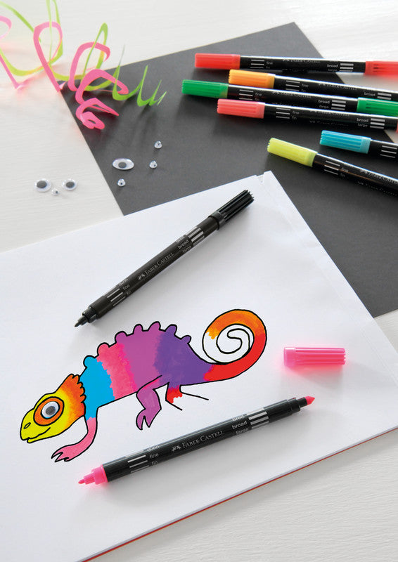 Faber-Castell Filzstifte, Strichbreite 0,5 + 1,0 mm, auswaschbar, 10 Farben