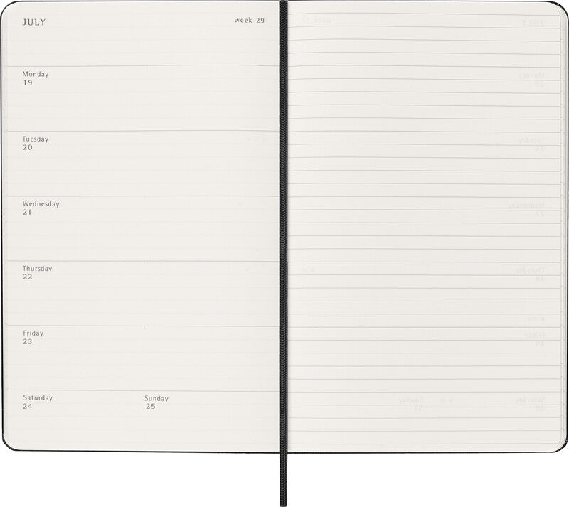 Moleskine Wochenagenda – 1 Woche/1 Seite, gebunden, 13 × 21 cm, Jan–Dez, 2027, schwarz, FSC