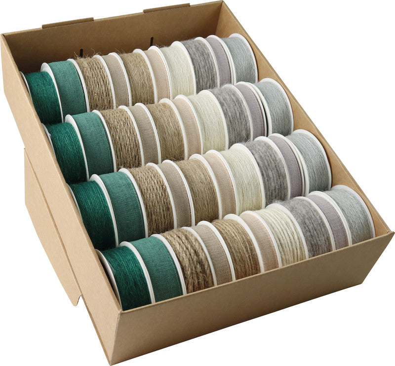 Präsent Geschenkband – Grün – sortiert, verschiedene Breiten 15–25 mm, Längen 2–5 m – kompostierbar