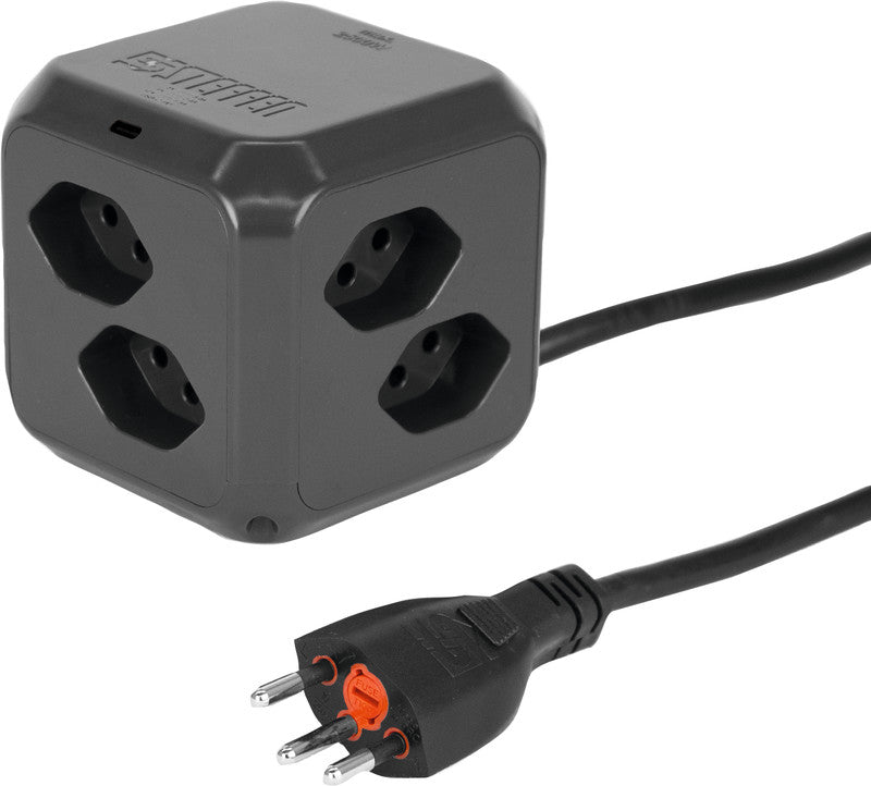 Steffen Steckdosenleiste Cube – 1,50 m, Kunststoff, Anthrazit, 8× T13, 1× USB-C PD 18 W