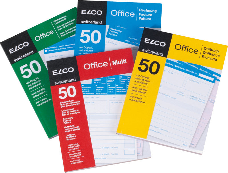 Elco Formularblock – Quittungen, mehrsprachig, 50 Blatt, A6