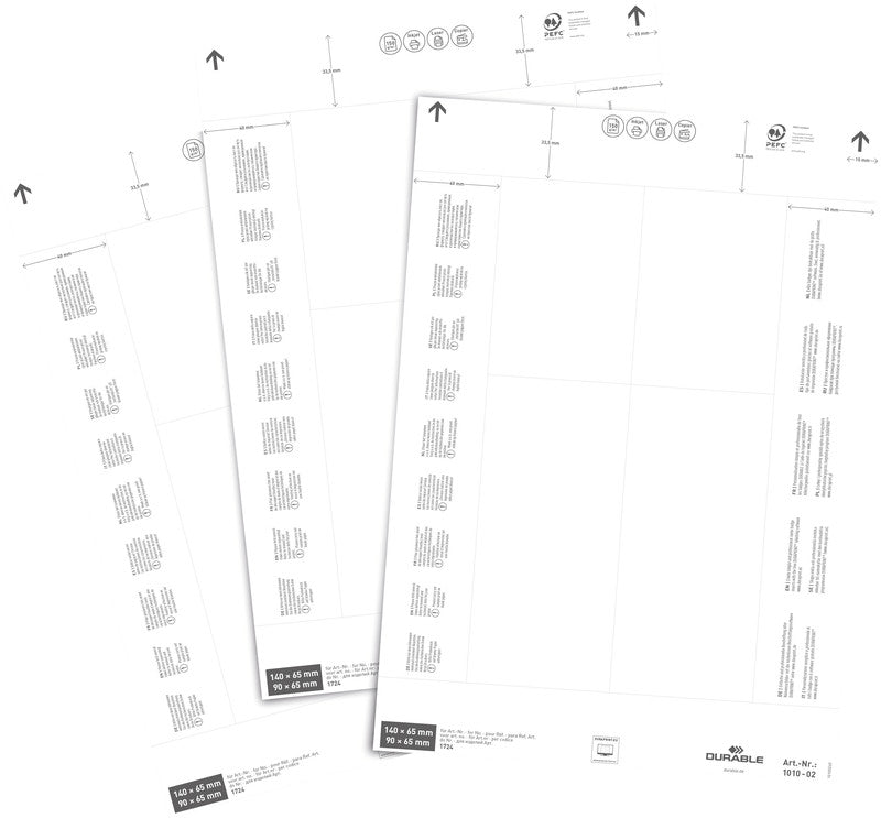 Durable Schuletiketten – Einsteckschilder für Logistiktaschen – 140×65 mm, 80 Stk, Papier