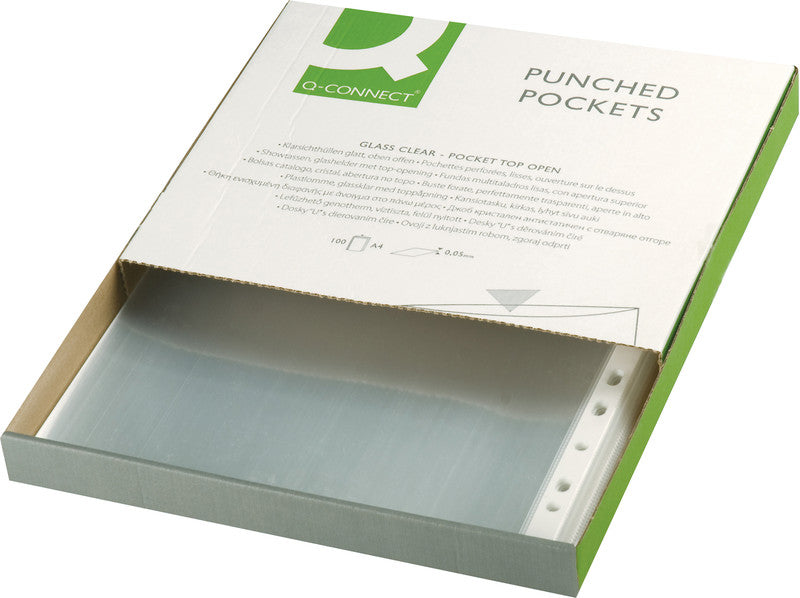 Q-CONNECT Sichtmappe A4 – transparent, Polypropylen, glänzend, 50 µm, 100er-Pack