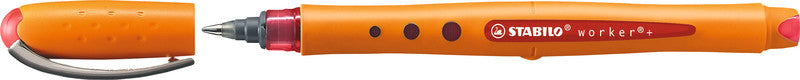STABILO worker+ – Tintenroller, mit Kappe, 0,5 mm, rot