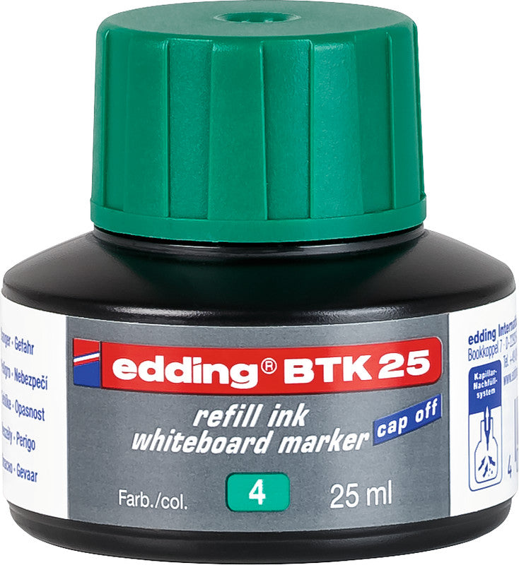 Edding Board Marker-Tusche für Edding 250, 28, 29 + 3 weitere – grün, löschbar, 25 ml