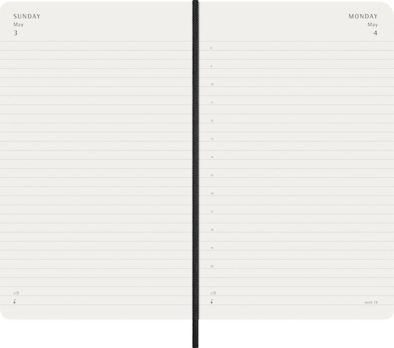 Moleskine Tagesagenda – 1 Tag pro Seite, gebunden, 13 × 21 cm, 2026, 1-Stunden-Takt, schwarz, FSC