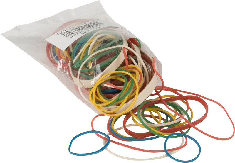 Q-Connect – Gummibänder – farbig sortiert, Naturkautschuk, 25 g