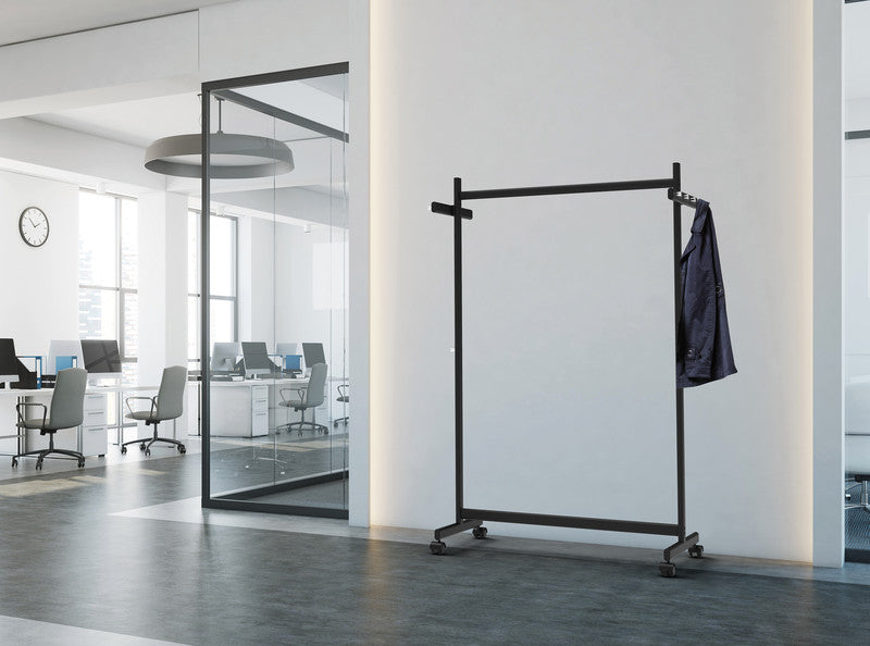 MAUL Garderobenständer Samba – Metall, Schwarz, 172,5 cm, 10 Haken, mit Rollen