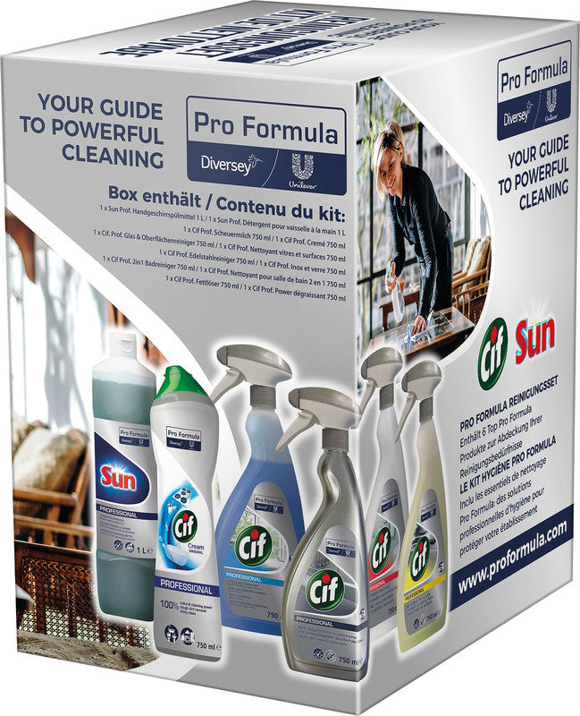 Pro Formula – Reinigungsset Professional – Flasche 1 l + 5 × 750 ml