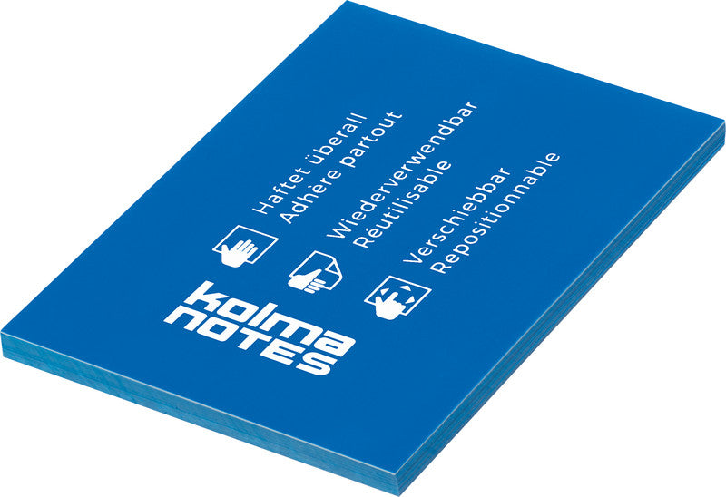Kolma Haftnotizen – 74×105 mm – Neonblau, 100 Blatt, elektrostatisch, recyclingfähig