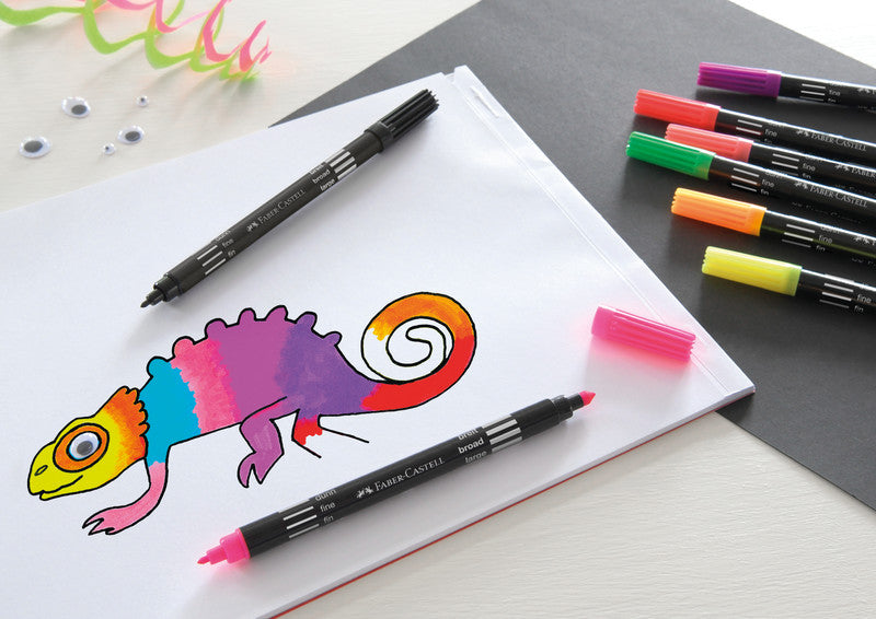 Faber-Castell Filzstifte, Strichbreite 0,5 + 1,0 mm, auswaschbar, 10 Farben