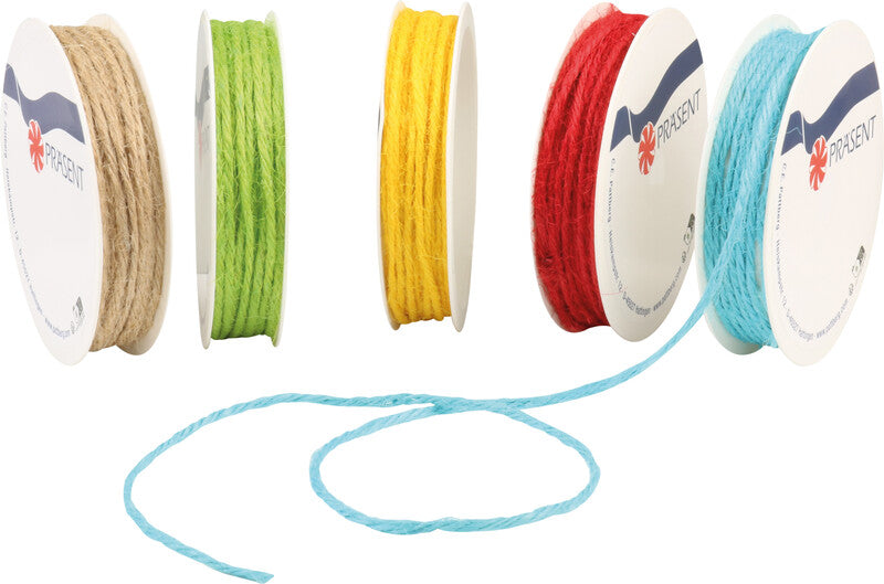 Präsent Jute-Umreifungsband – 2 mm × 5 m, sortiert