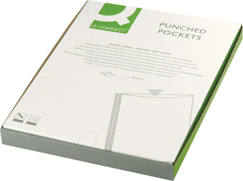 Q-CONNECT Sichtmappe A4 – transparent, Polypropylen, glänzend, 50 µm, 100er-Pack