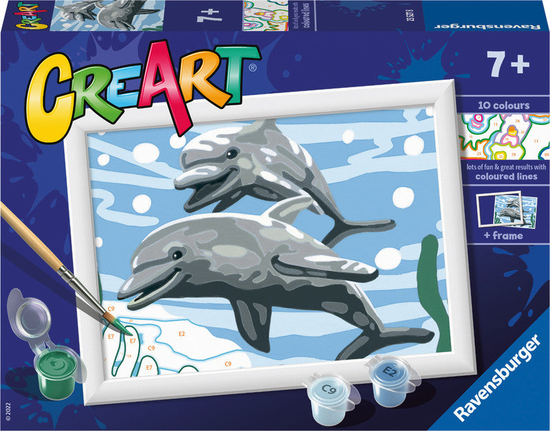 Ravensburger Malen-nach-Zahlen-Set Delightful Dolphins – ab 7 Jahren – 180 × 130 mm