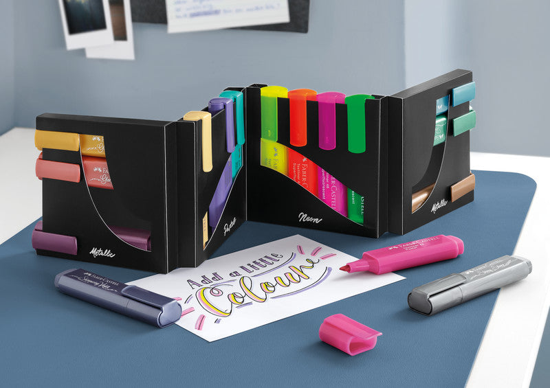 Faber-Castell Textmarker Desktop Set 16 Farben – Keilspitze, 1–5 mm, nachfüllbar