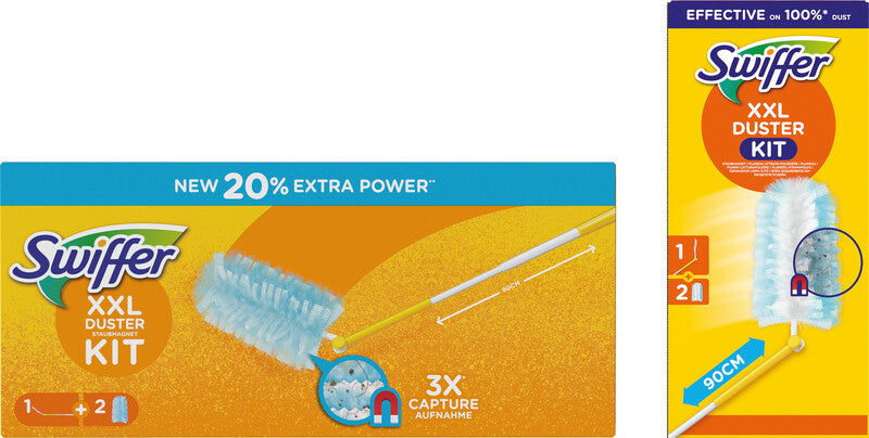 Swiffer Staubmagnet Starterset XXL – Teleskopstab 90 cm, mit 2 Tüchern