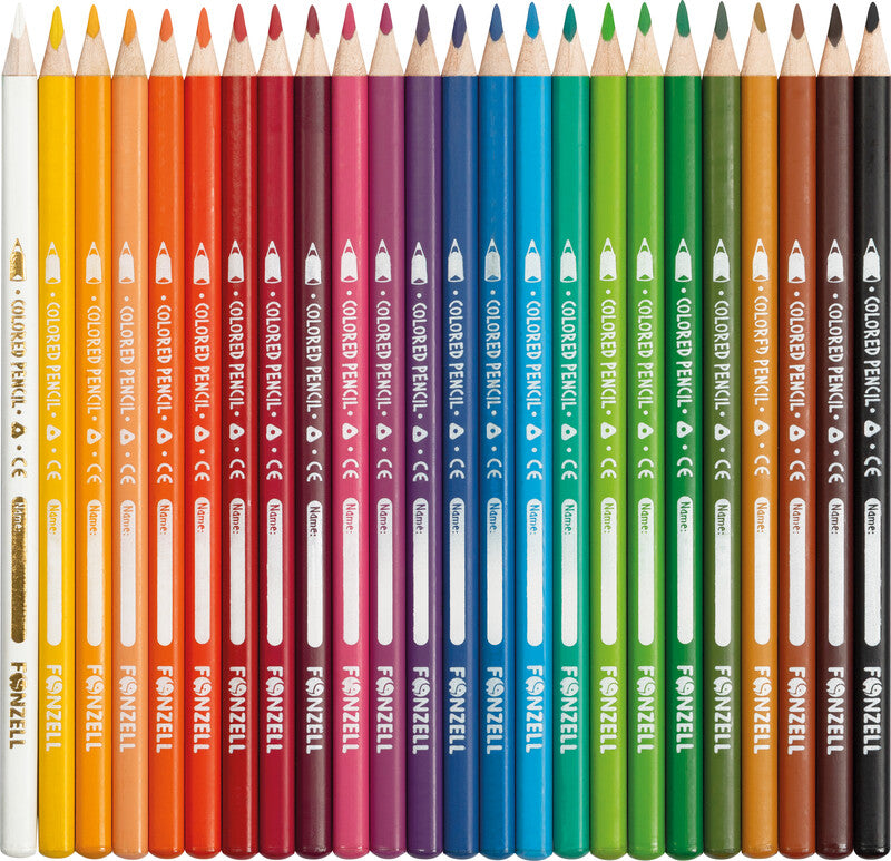 Fonzell Farbstifte-Set – 24 Farben, Dreikant, Mine Ø 3,3 mm, Kartonetui