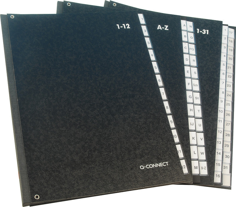 Q-connect Sammelmappe für A4, Karton, schwarz, mit Leinwandrücken