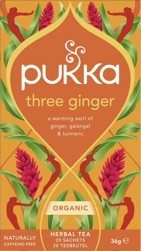 Pukka Teebeutel – Three Ginger – Kräutertee, Bio, kompostierbar – 20 Beutel