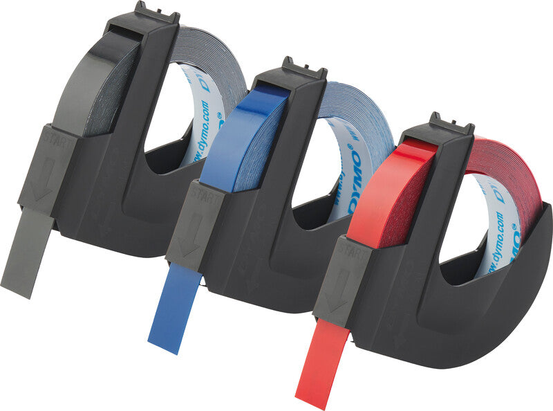 DYMO Schriftband – 9 mm × 3 m, sortiert, weiss, 3 Stück