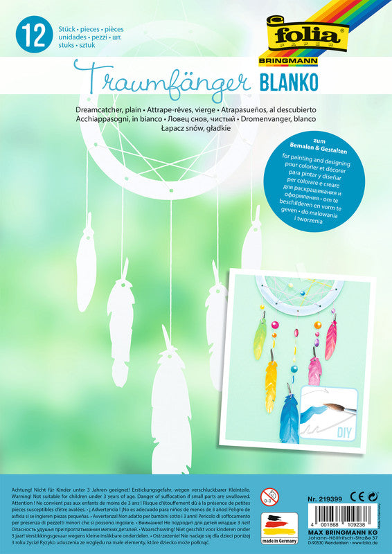 Folia Stanzbogen – Traumfänger – 12 Stück – Weiss – 210 × 300 mm