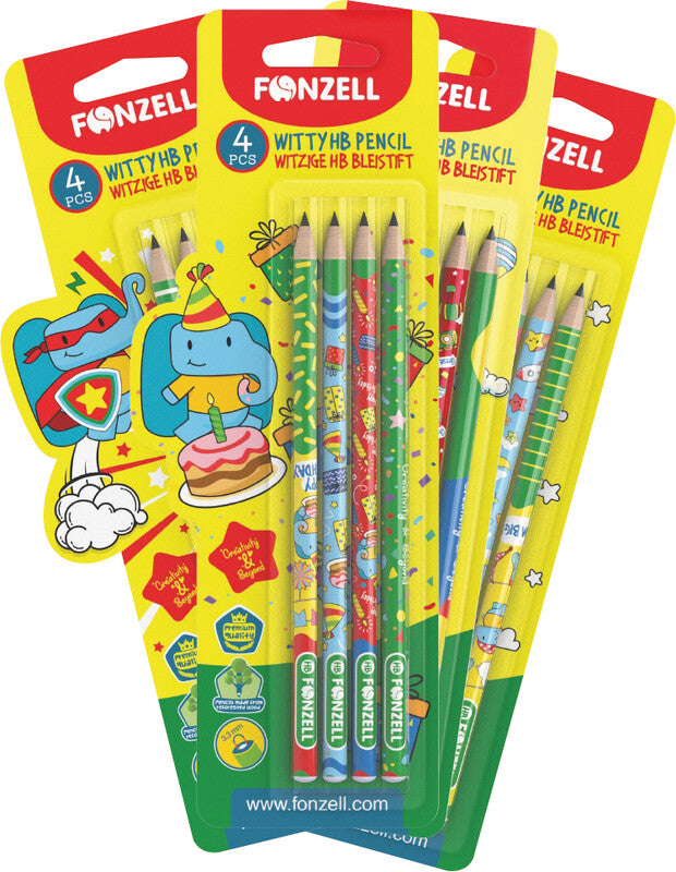 Fonzell Bleistift, HB, Mine Ø 2,2 mm, farbig sortiert – 4er-Set