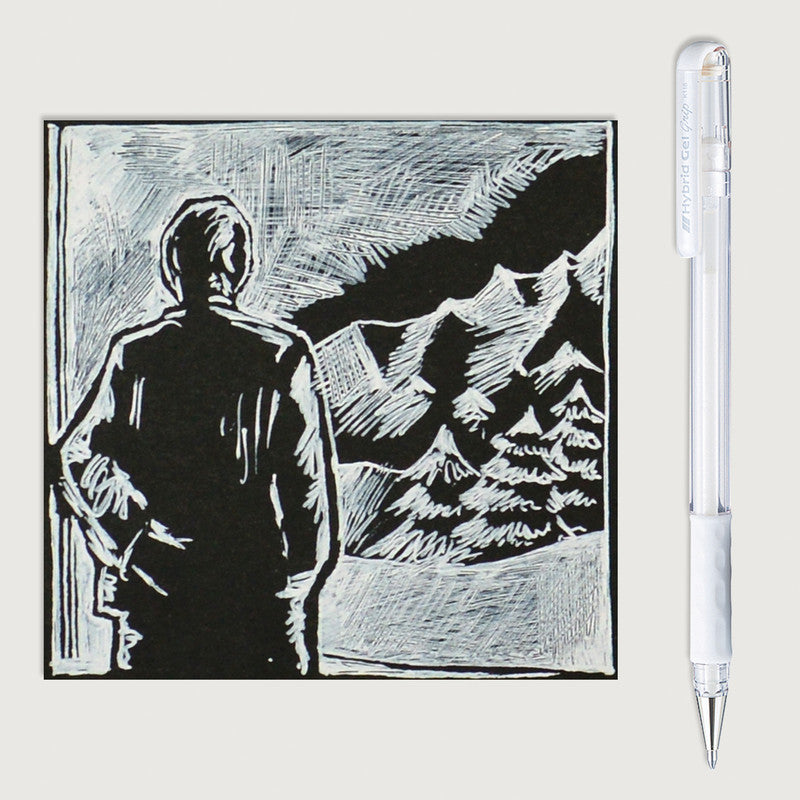 Pentel Hybrid Gel Grip Gelschreiber – weiss, 0,8 mm, wasserfest, lichtbeständig, für dunkles Papier, Kappe