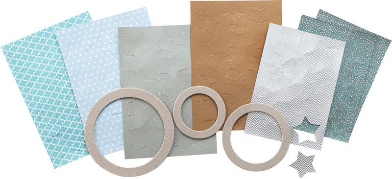 Folia Bastelset Sternenkranz – 3 Designpapiere – Ø 200 mm, Ø 250 mm, Ø 300 mm