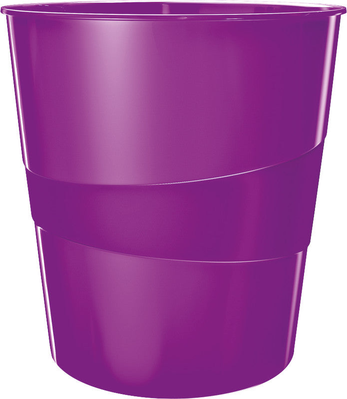 Leitz Papierkorb WOW – 15 l – Kunststoff (PS), rund – violett