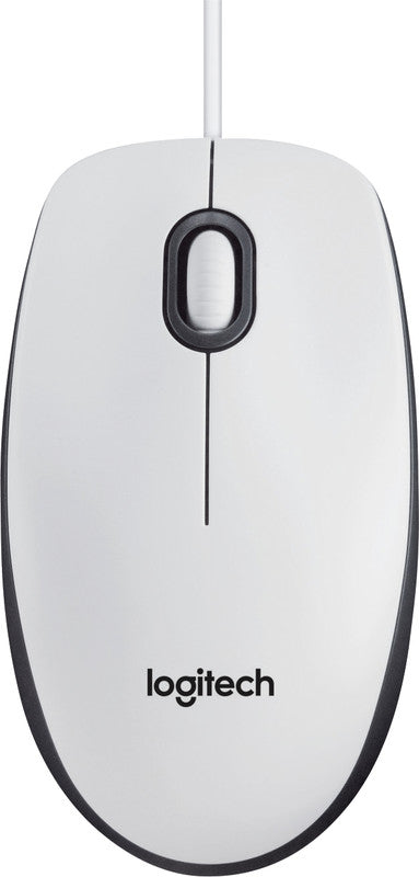 Logitech M100 Maus – kabelgebunden, beidhändig, weiss