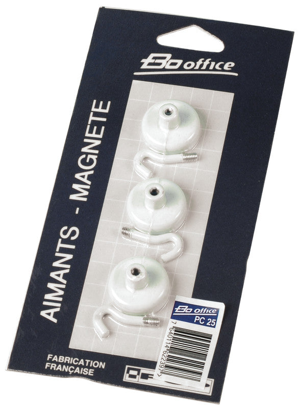 Booffice Starter-Kit, inkl. Hakenmagnete (Ø 25 mm), weiss, Haftkraft bis 4 kg – für Whiteboards – 3-teilig