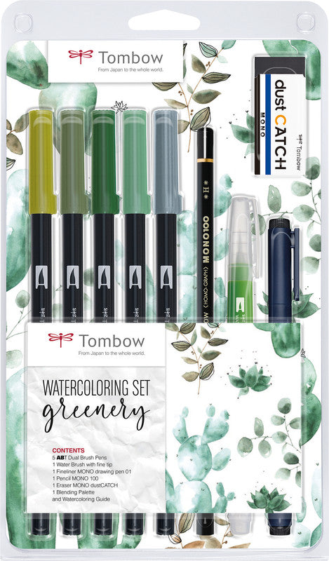 Tombow Watercoloring-Set Handlettering Greenery – 10-teilig