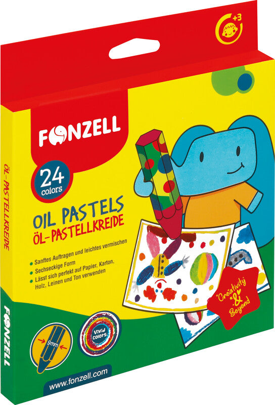 Fonzell Ölpastelle – Set – 24 Farben, für Papier, Karton & Holz