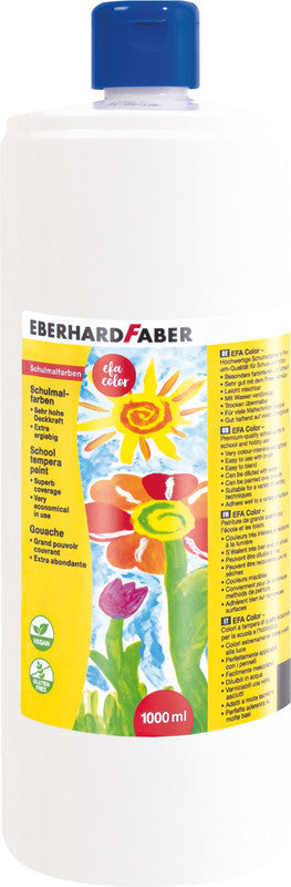 Eberhard Faber Gouache – weiss, 1000 ml, für Papier, Karton & Holz
