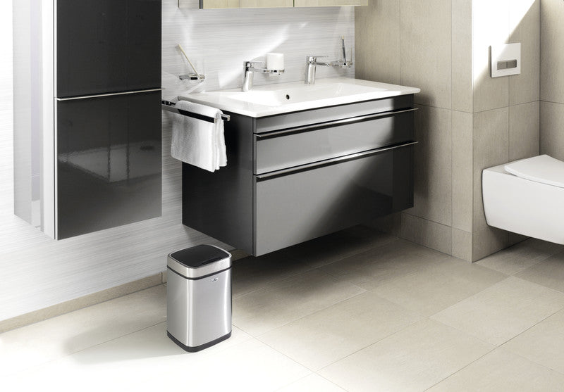 Durable Tisch-Abfallbehälter – 6 l – mit Deckel – Edelstahl – Ø 210 × H 315 mm