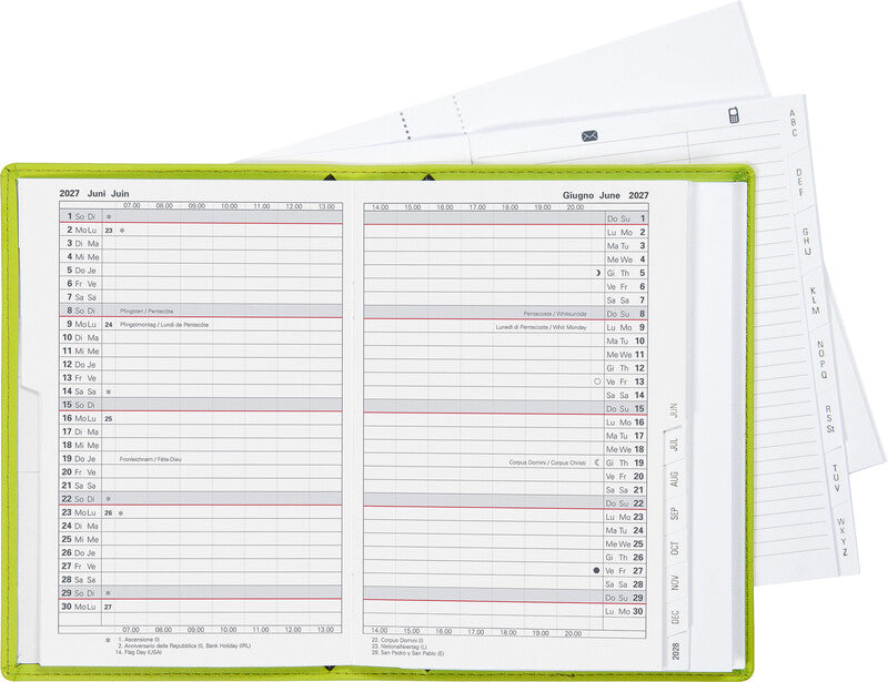 Biella Planer Istanbul Agenda – 1 Monat/2 Seiten, geheftet, 10,6 × 15,3 cm, 15 Monate Okt–Dez, hellgrün, FSC