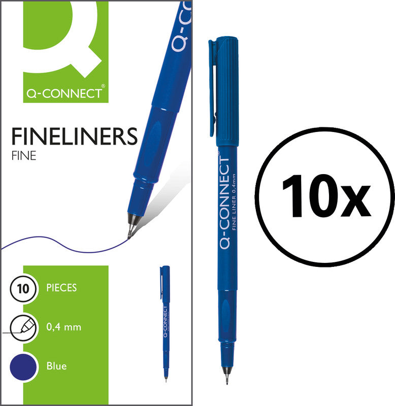 Q-CONNECT Fineliner – 10er-Set 0,4 mm – Blau