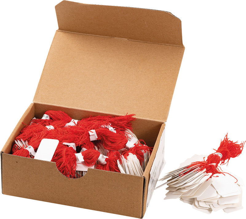 HERMA Anhängeetiketten – rechteckig 25 × 38 mm, Karton, weiss, mit rotem Faden, abgerundete Ecken, 1'000 Stk.